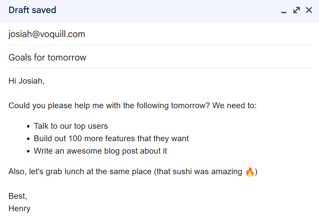 Formatted email